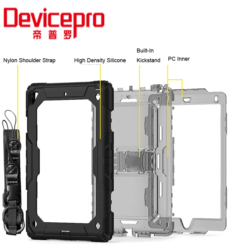 
for iPad 9.7 Case with Shockproof Silicone+PC 3-Layer Protection Rugged Clear Style Tablet Case 