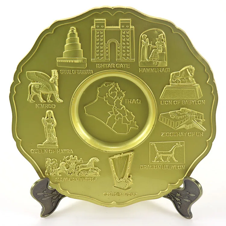 Customized Logo 3D tourist country souvenir metal embossing plate