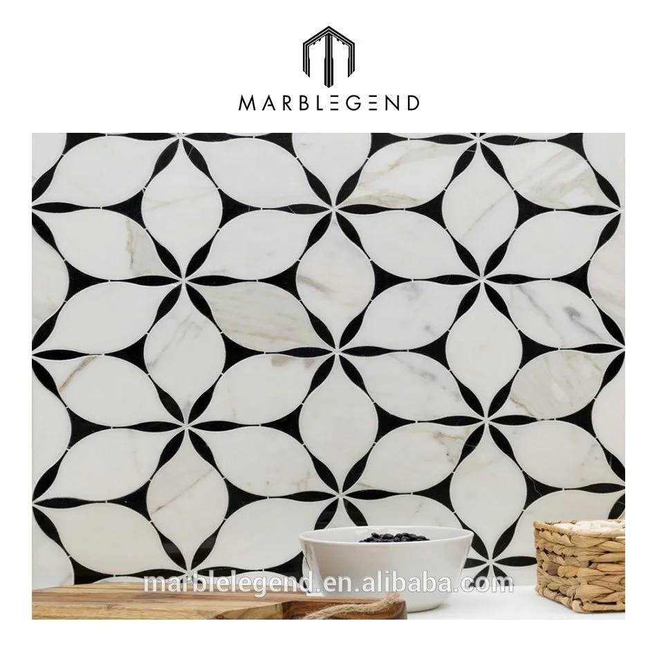 American-style marble stone mosaic wall decoration ideas flower mosaic tile