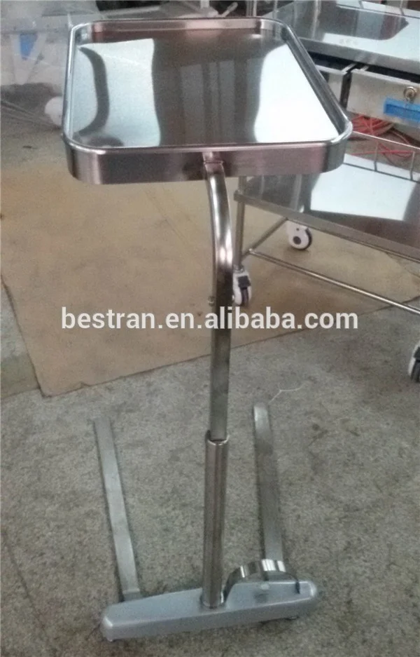 BT-SMT001 Cheap Hospital stainless steel surgical instrument table  Adjustable Mayo tray stand table with wheels price