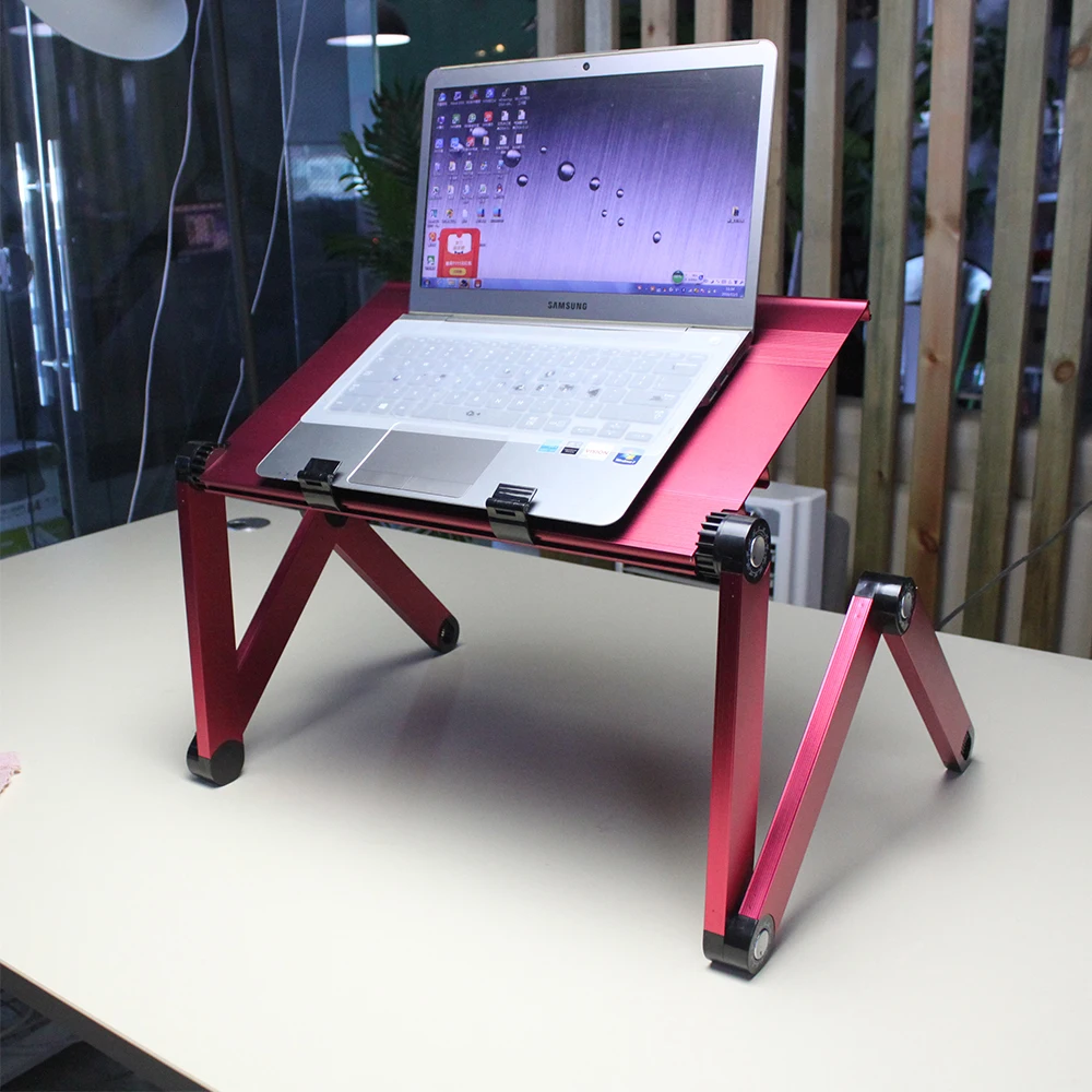 folding computer desk with rubber silicone adjust notebook holder