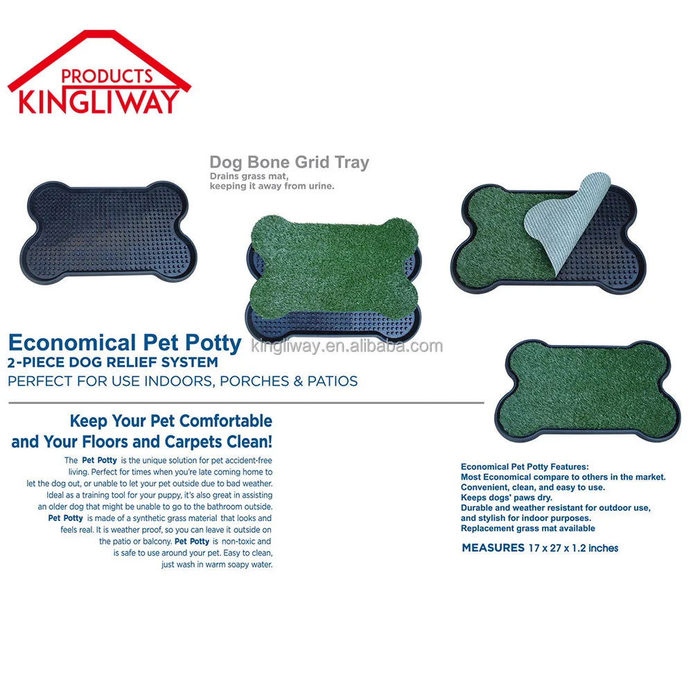 Bone Shape Plastic And Synthetic Sod(PE) Pet Potty Pet Pad