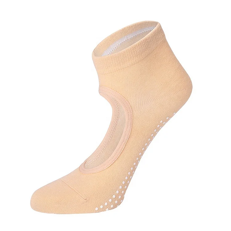 
Wholesale Anti Slip Pure Nude Color Backless Breathable Cotton Sports Women Yoga Socks 