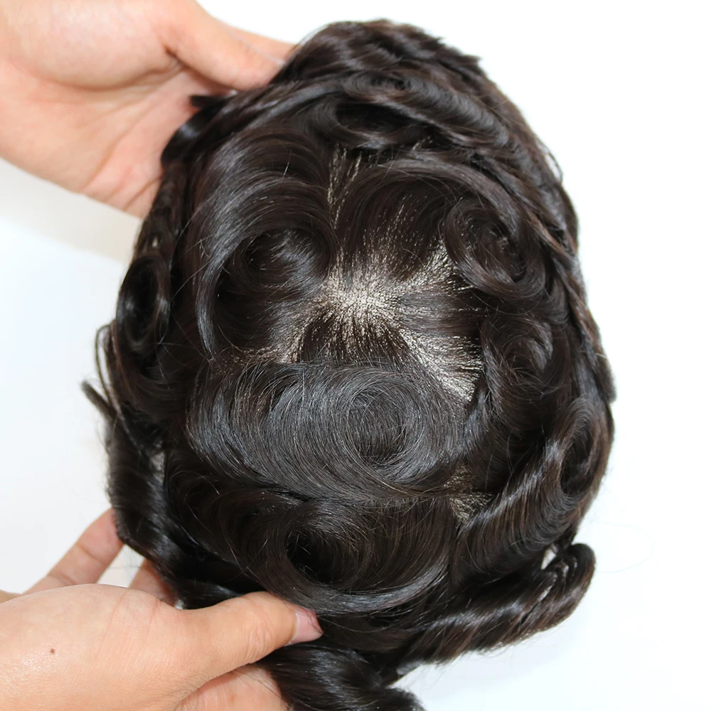 
High quality 100% human hair stock French lace/Swiss Lace toupee,hair replacement,hair systems 