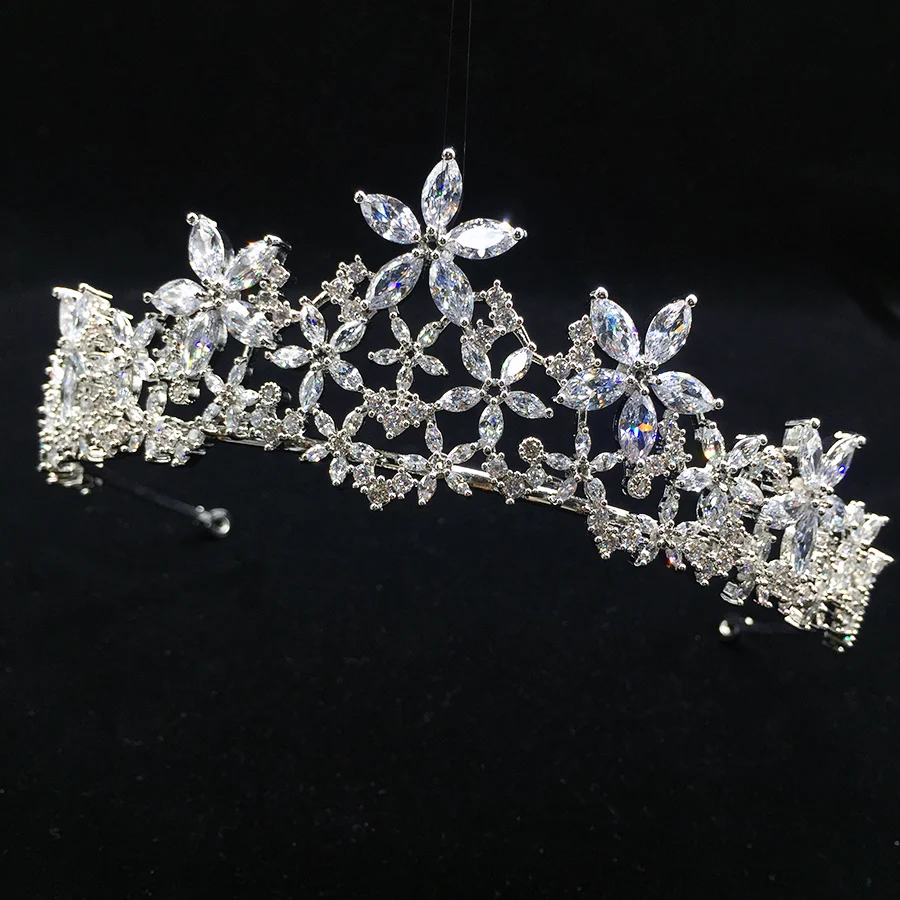 RE2083 CZ wedding bridal tiara shiny zircon crown pageant party crown tiara