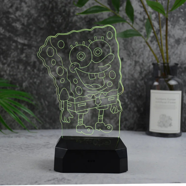 Acrylic Alarm Clock Design USB Colorful 3D Night Light Rechargeable LED Lamp Touch Switch ABS Pedestal Flashing Colors Mode