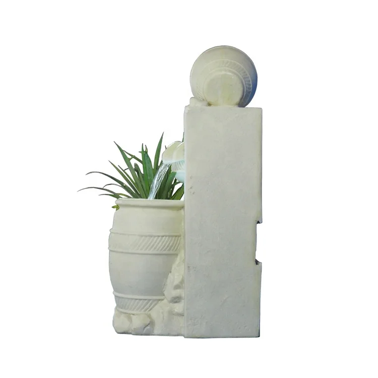 
Room Ornament Sandstone Water Fountain Indoor with Flowerpot 