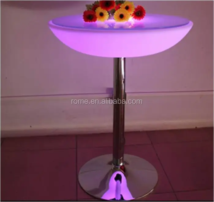 Modern Design Straight Set High bar Cocktail White PE Plastic Led Light bar Table