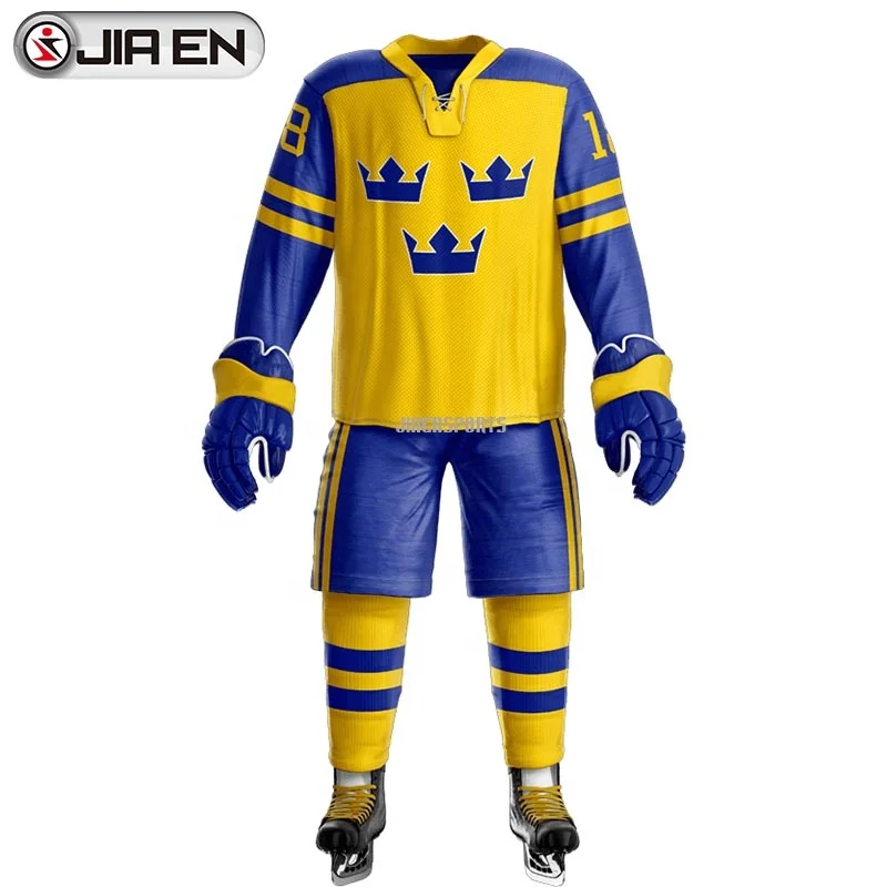 Team sweden hockey jersey wholesale sublimated  ice hockey jersey