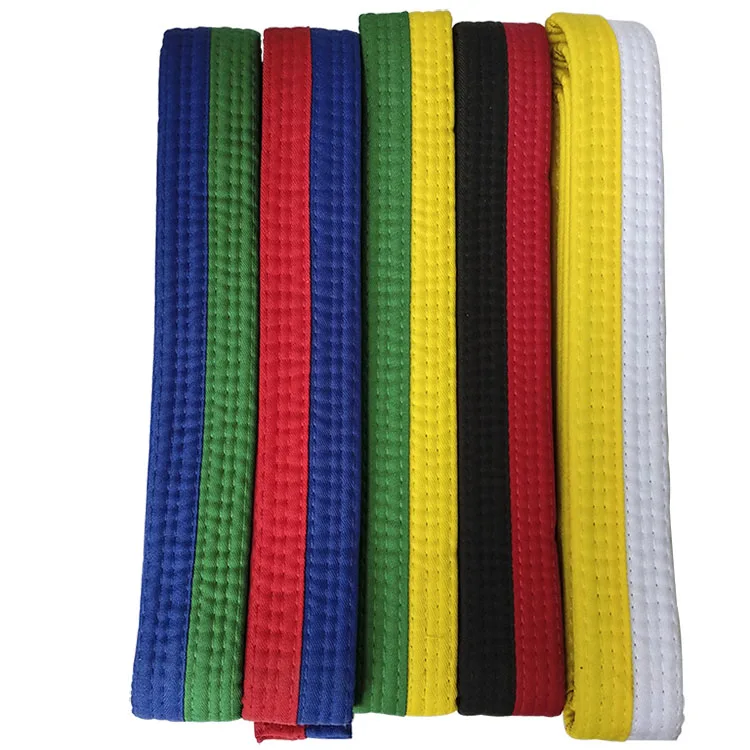 Custom multicolor hot sale 100 % cotton durable karate belts taekwondo black belt