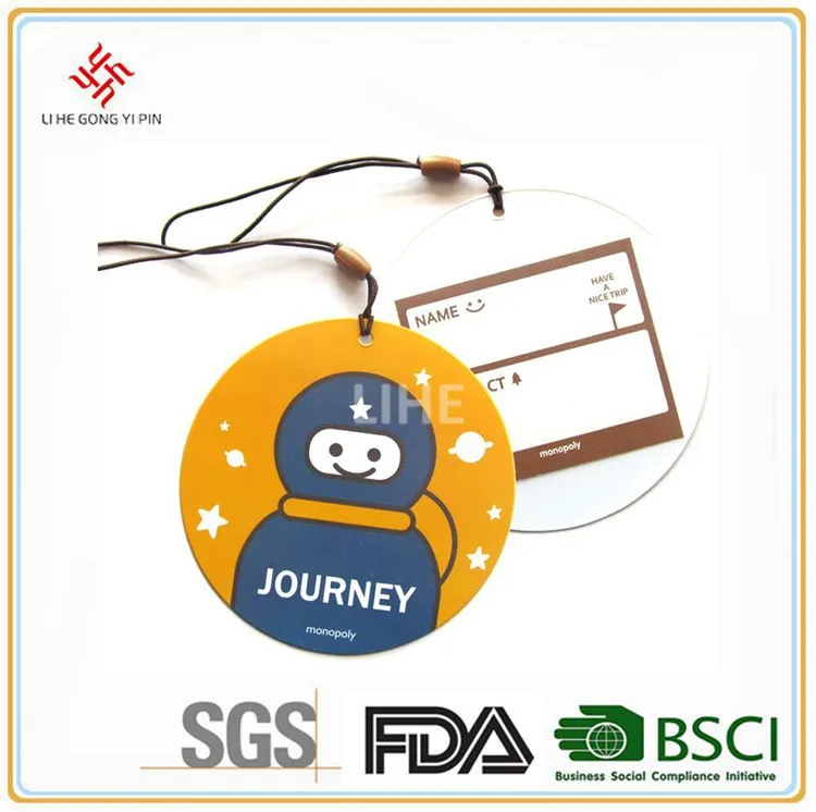 Симпатичные пвх круглый багажную бирку путешествия чемодан творческие теги