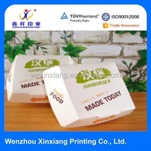 Disposable Foldable Custom Printed Cardboard Paper Burger Box For Fast Food,Disinfected Sanitary Hamburger Box