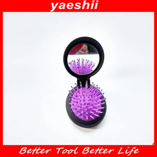 YAESHII Easy to use Mini Foldable hairbrush with mirror for girls