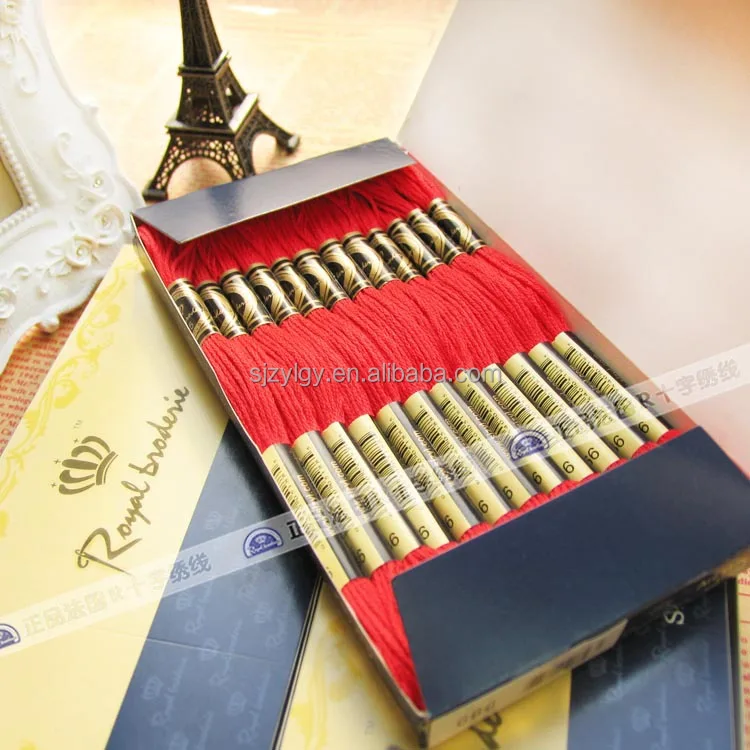 Wholesale high quality Royalbroider cross stitch thread with 100%cotton material ,Boxed sale,12pieces per box ,8meters/piece