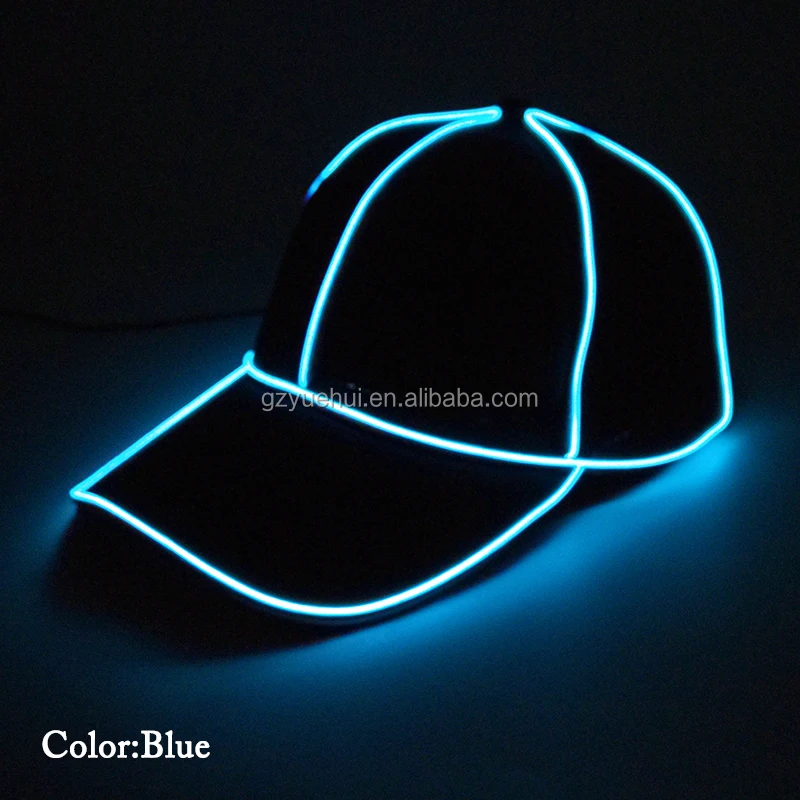 Glowing LED Glow Baseball Hat Light Up Hat+DC-3V Steady on Inverter Neon Glow Light Props Glow Party Supplies Masquerade Party