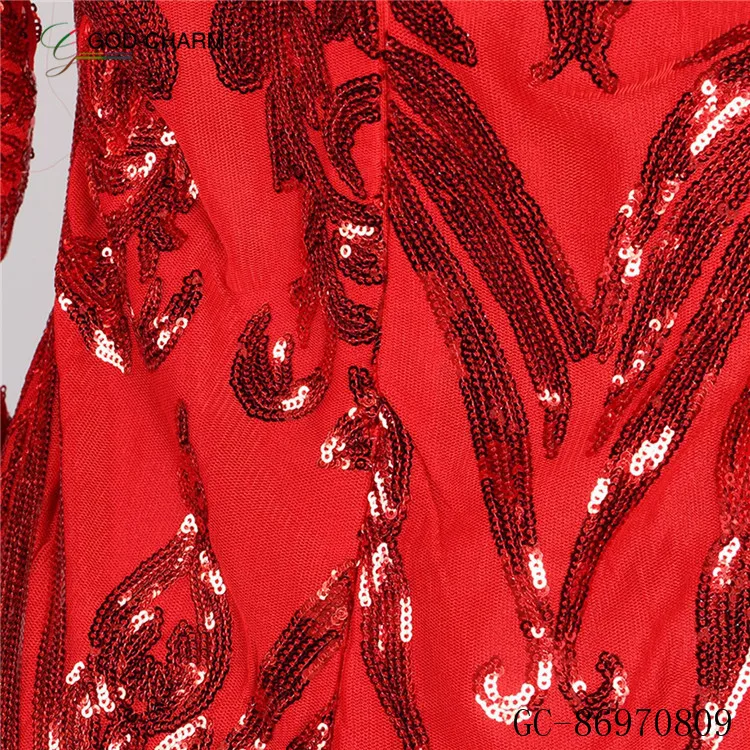 *GC-86970809  2022 new arrivals design woman embroidery Wholesale  sexy sequin long sleeve fashion bodycon club party mini dress