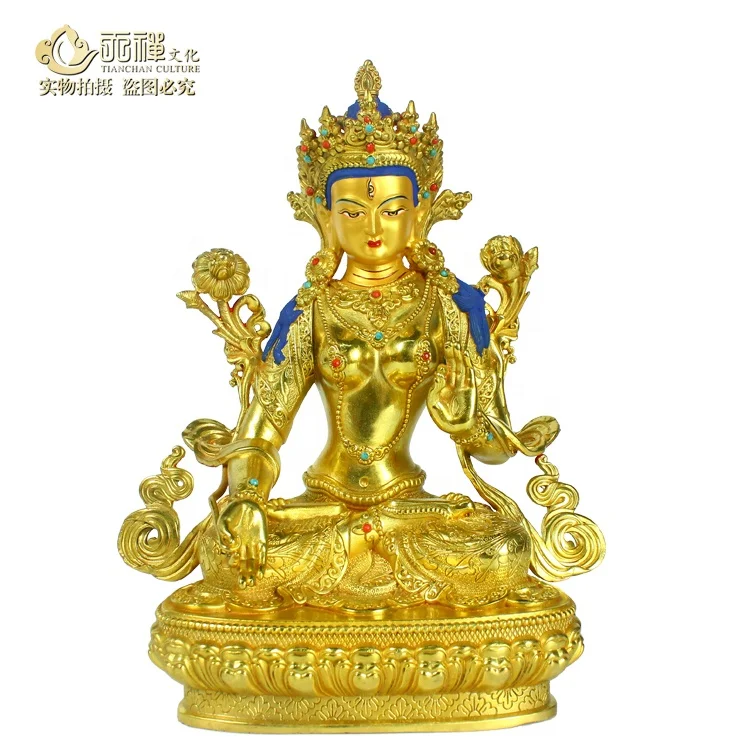 Customized Golden 21 Tara Tibetan Buddha Statue Religious Bronze Carved Buddha Tara Statue
