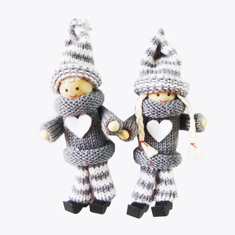 Handmade yarn knitted Christmas craft hanging santa doll christmas gnome doll christmas elf doll