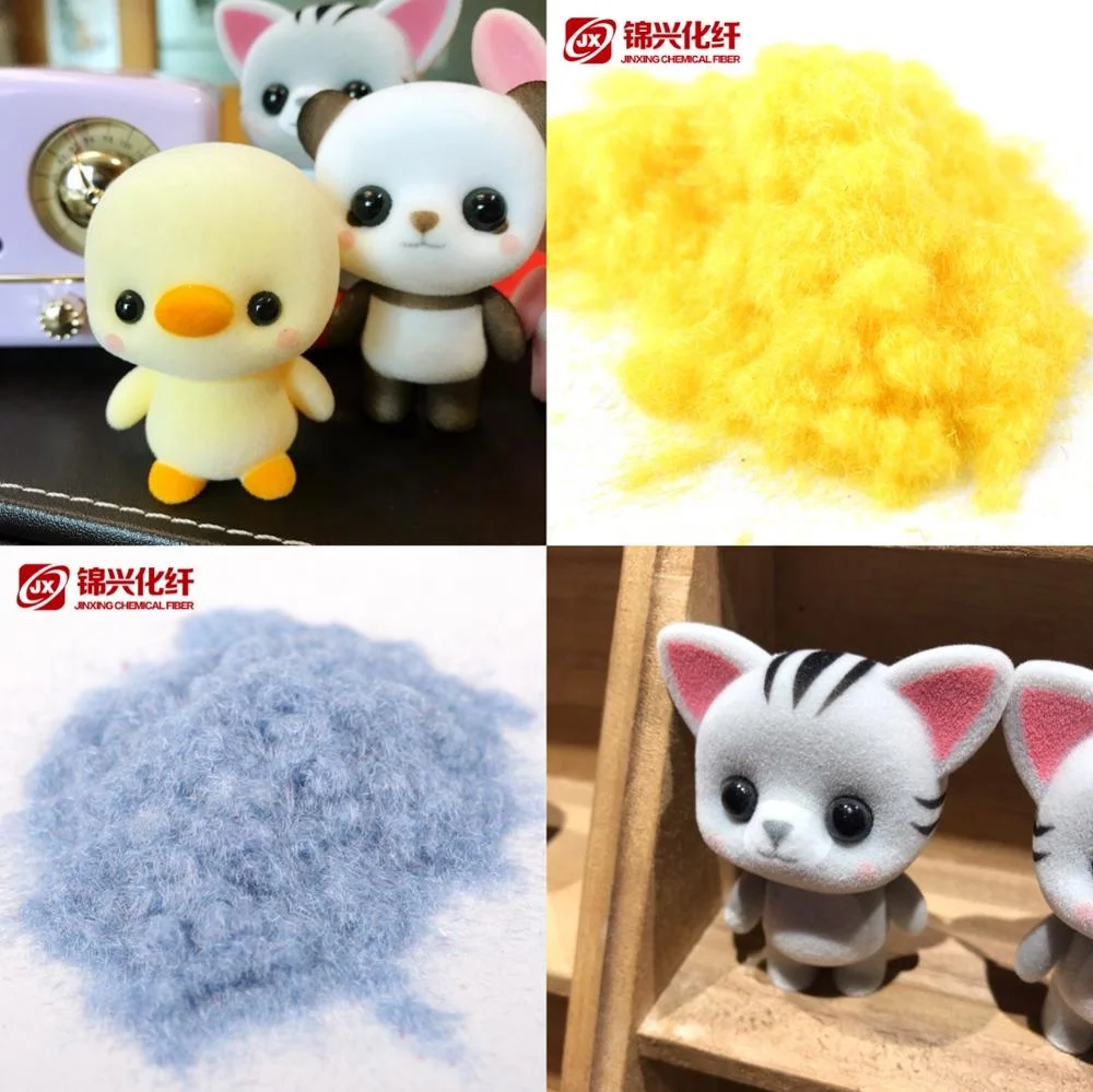 flock cute toy materials nylon 66 flock fiber 3D*0.8mm semi-dull color flock powder