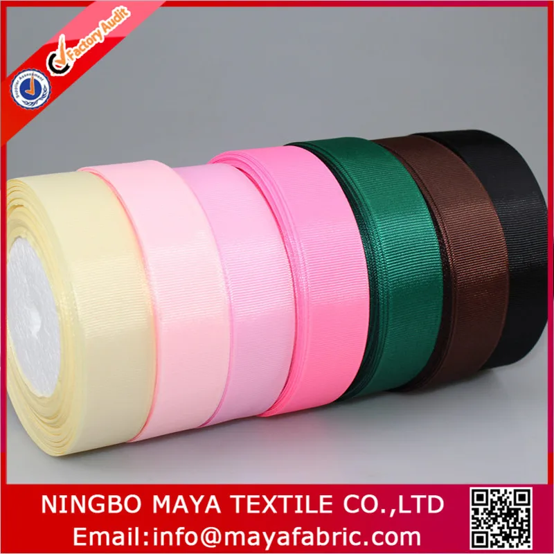 Factory supply customized colorful polyester grosgrain ribbon in size 1inch