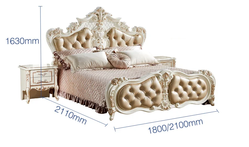 King/queen size two people European style bed set with mattress