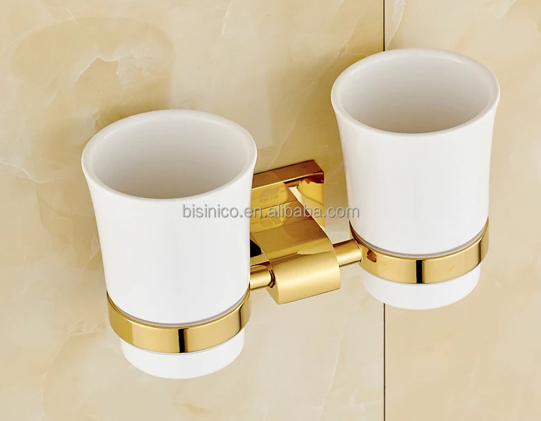 
Polace Style Gold Bathroom Accessory Wall Mounted Bathroom Cup and Tumbler Holder 