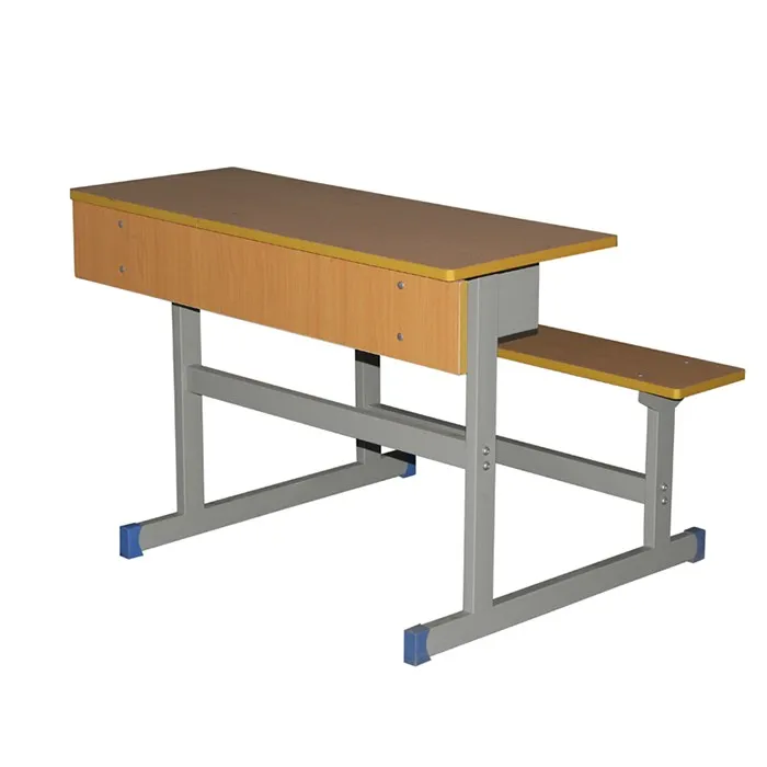 Manufacture wood and metal double school furniture,school table and chairs set