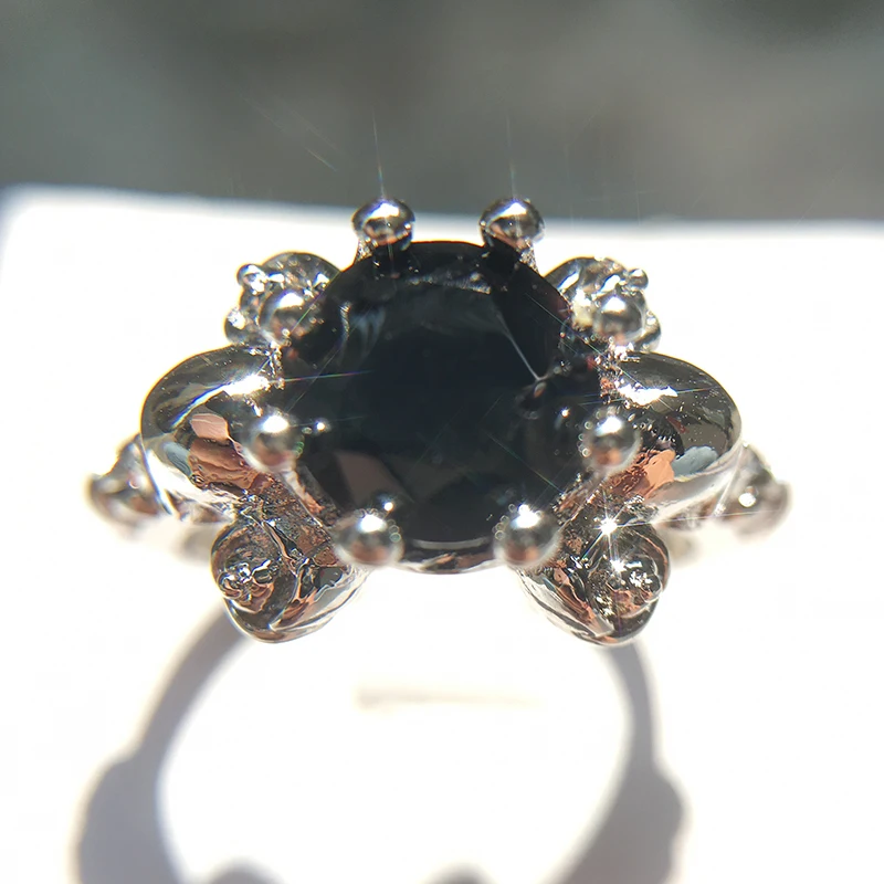 
Fashion design black stone diamond ring set wedding engagement zircon ring 