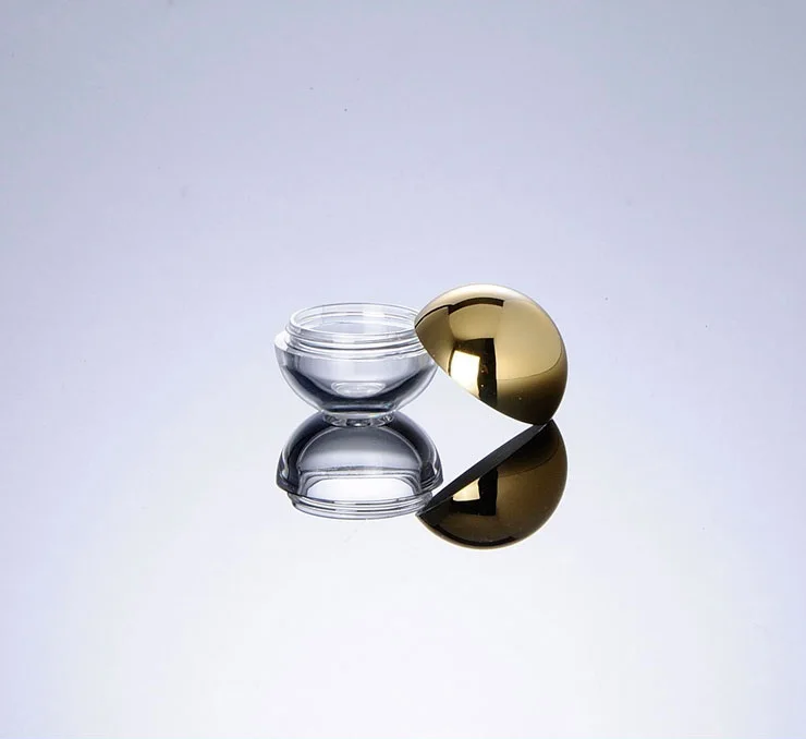 Empty Lip Balm Container 5g, Round ball shape sample cream container for tester with gold and silver lid