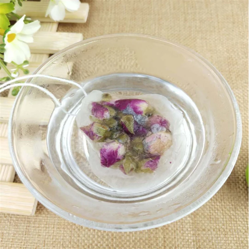 Drawstring sealing PLA biodegradable empty round corn fiber  tea bag