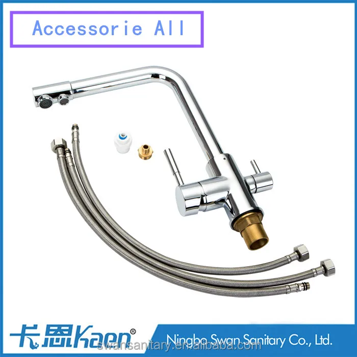 
Wholesale Suppliers Dual Handle Kitchen Chrome 3 Way Ro Water Filter Ridge Kitchen Faucet 