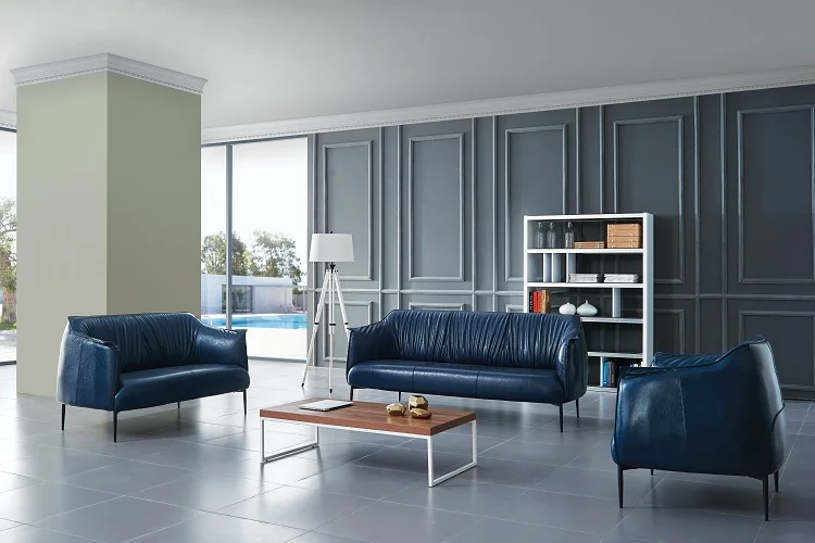 Office lounge sofa office waiting room sofa genuine leather boss couch