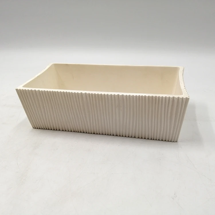 Factory price wholesale modern simple rectangle white decorative indoor durable resin home decor planter flower pots