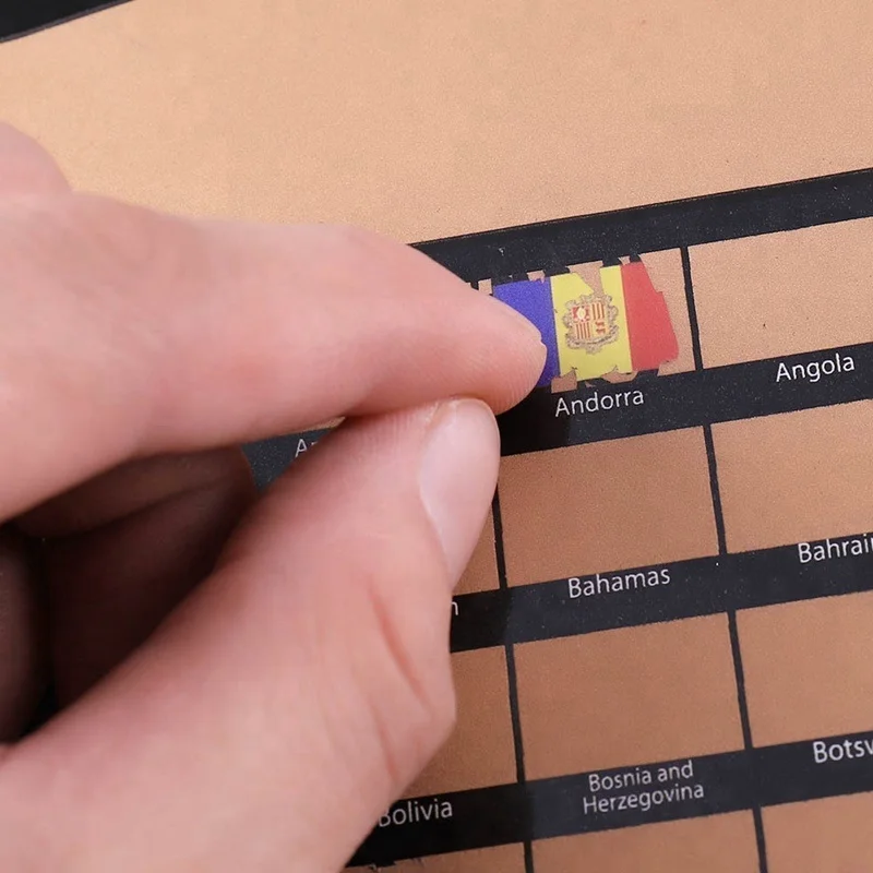 Scratch World Map Poster Personalized Custom Travel Vacation Log Gift Large Size World Map