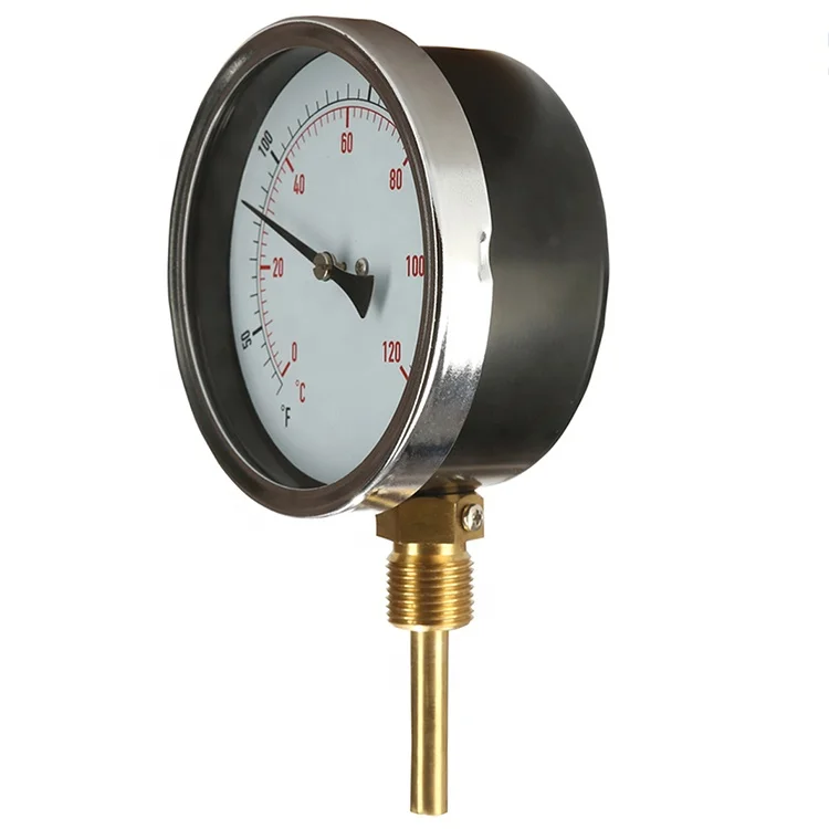 Bimetal hot water Temperature Gauge Stem with removable thermowell