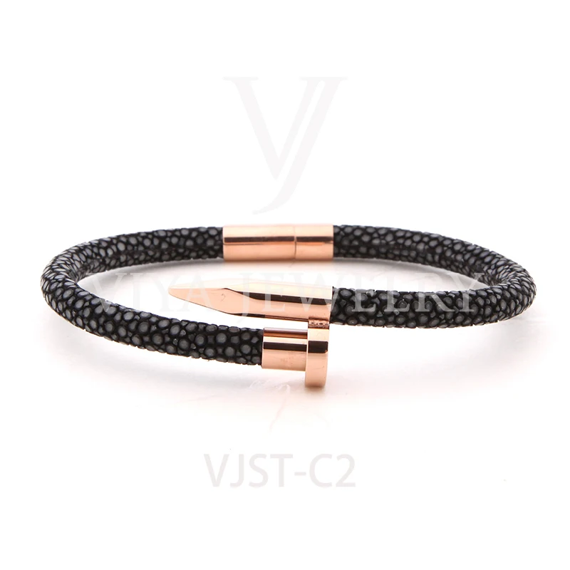 
Charm Genuine Leather Bracelets Women Leather Bracelets 316 Stainless Steel Bracelet For Men 