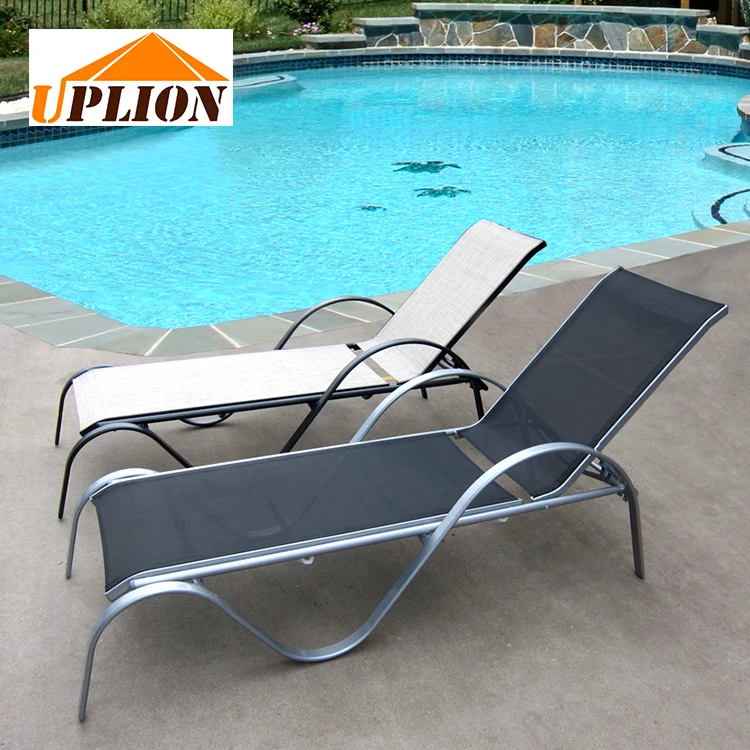 Uplion Unique Outdoor Aluminum Frame Sun Lounger Metal Patio Chaise Lounge Chair for Beach or Hotel Leisure Use