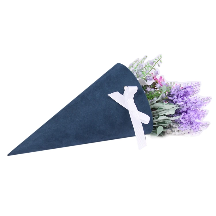 
Fancy handmade velvet covered cardboard cone flower box 
