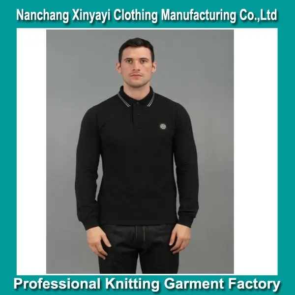 Мужские черные рубашки поло с длинным рукавом и полосатым воротником Y/D/манжеты в рубчик с небольшим логотипом