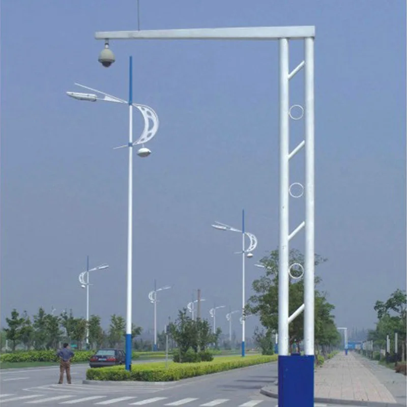 Outdoor Steel pole galvanized CCTV camera monitor traffic lighting signal pole