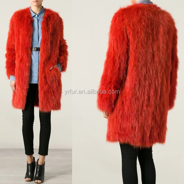 YR291 Новое модное женское зимнее пальто ручной вязки из натурального Лисьего меха высокого