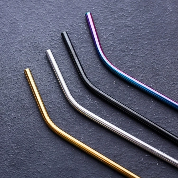 
Colored SS304 bent straw steel reusable drinking stainless steel straw 