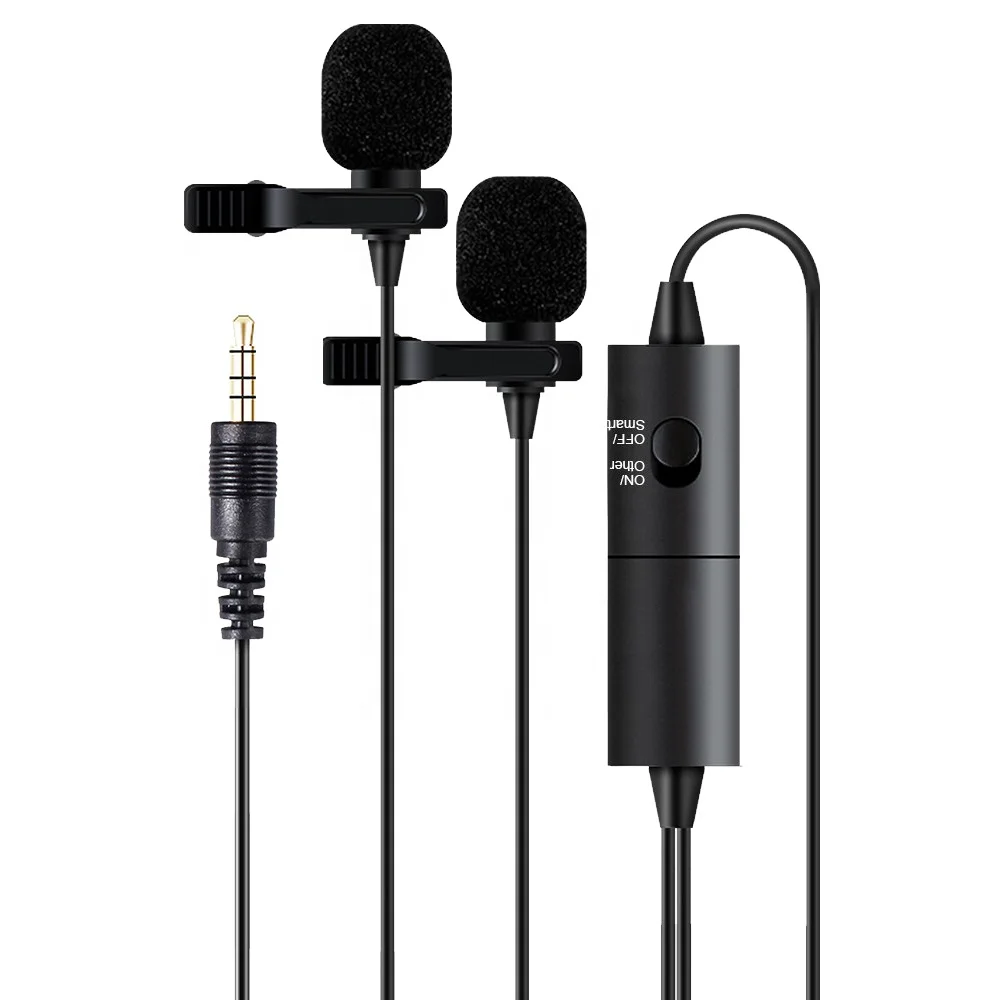 2021 Popular Electret Condenser Omnidirectional Multipurpose Dual Heads Lavalier Microphone