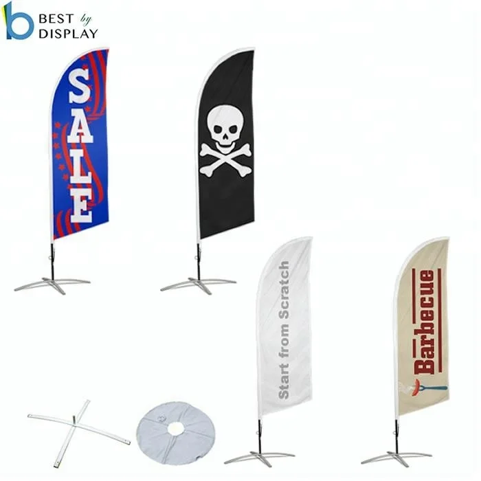 Beach flag accessories cross base with water bag ground spike