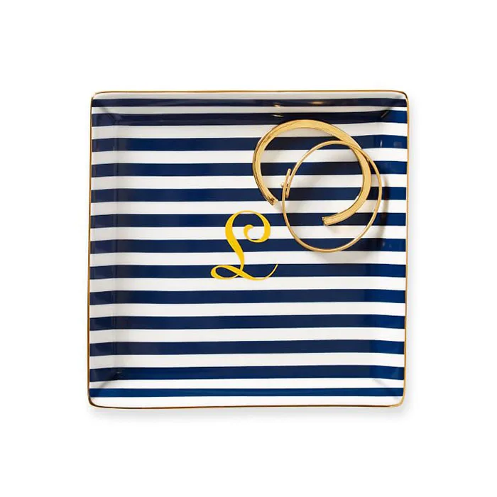 Wedding Decorative Custom Ring Trinket Tray Gold Rim Ceramic Jewelry Dish Plate