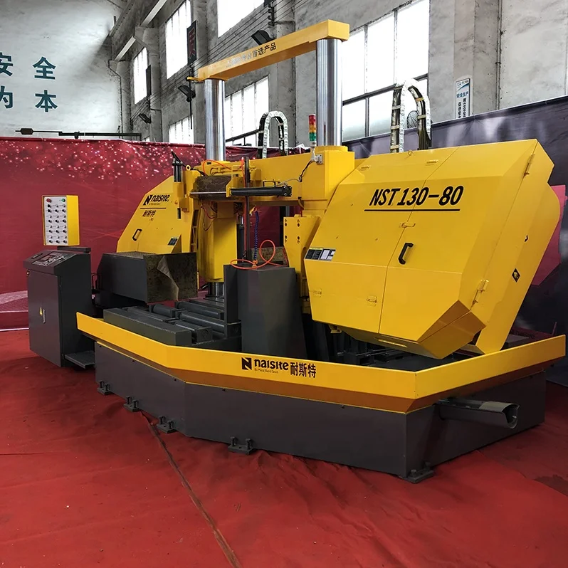 
High Quality Double cylinder Semi Automatic ODM Iron Metal Cutting Die Steel CE ISO Horizontal Band Sawing Machine NST130-80 