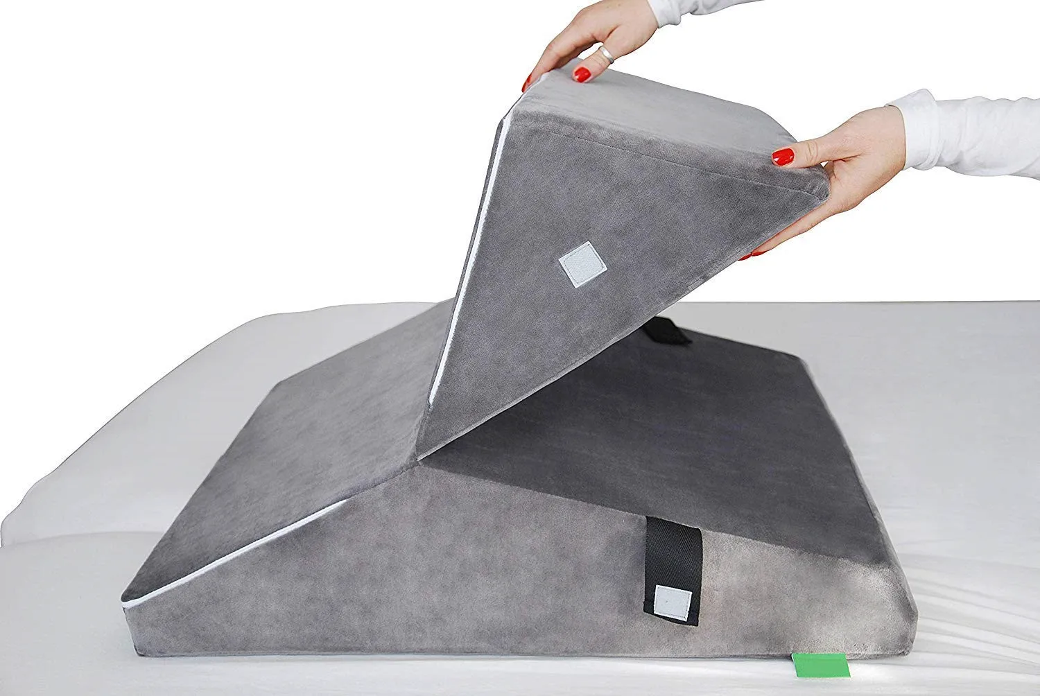 Folding Bed Wedge, Wedge Foam Wedge Bed Support Pillow with Memory Foam Top and Removable Cover