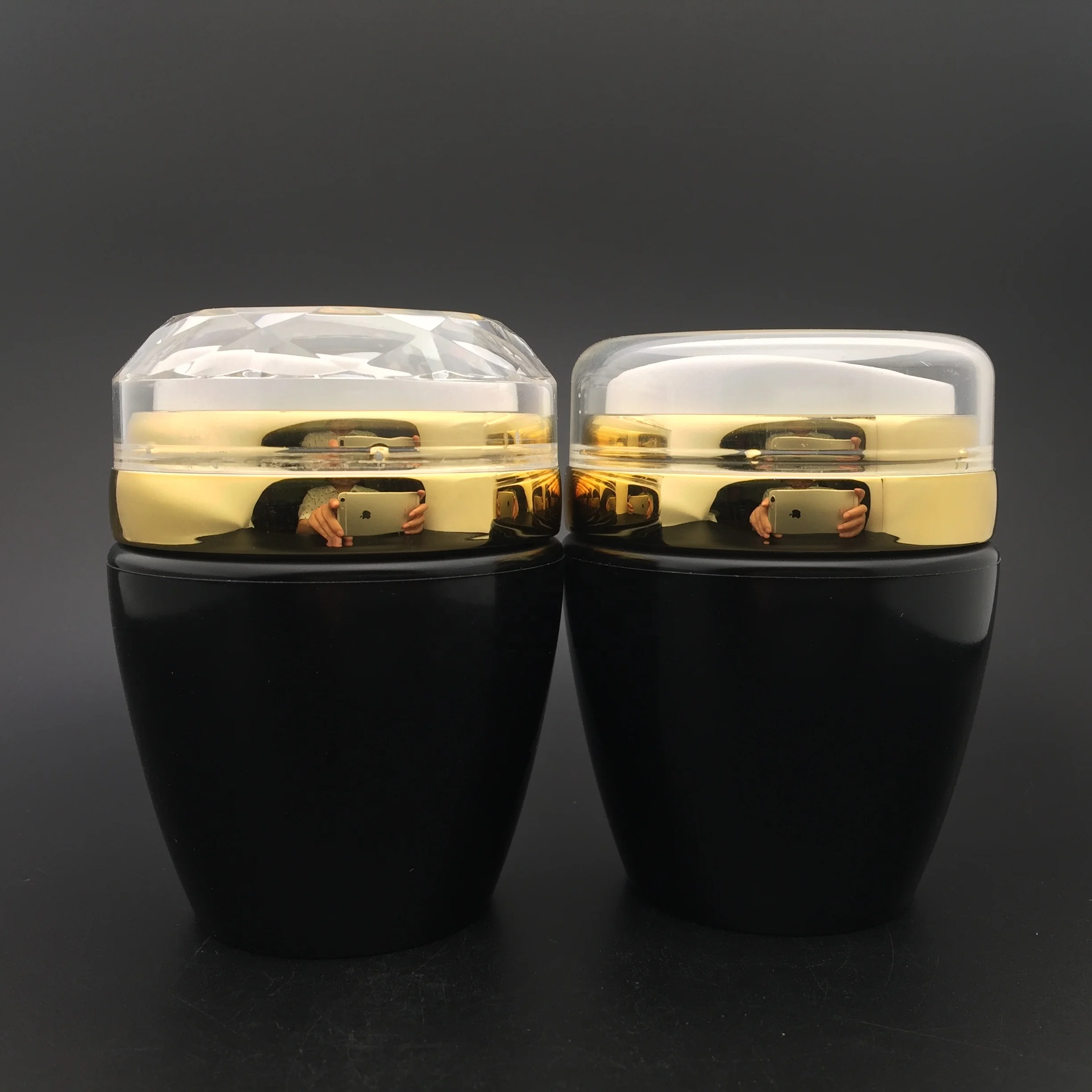 30g 50g luxury acrylic black and gold cosmetic cream airless jar