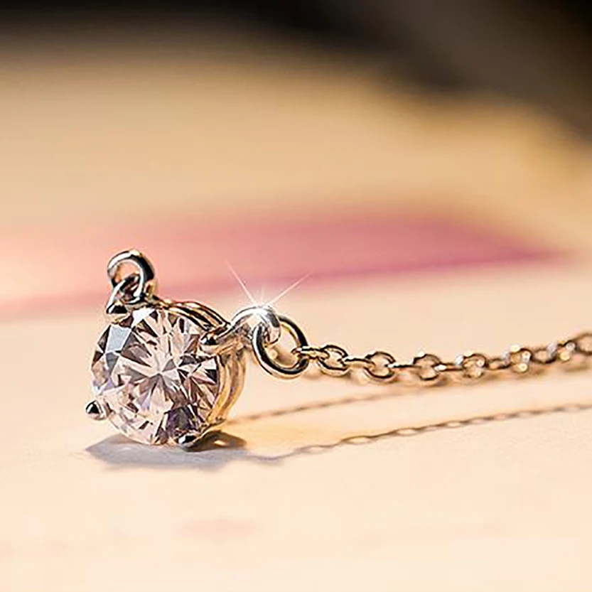 
New Design Pendant With Chain Round Cut Zircon S925/Brass Plated Girls Gifts 