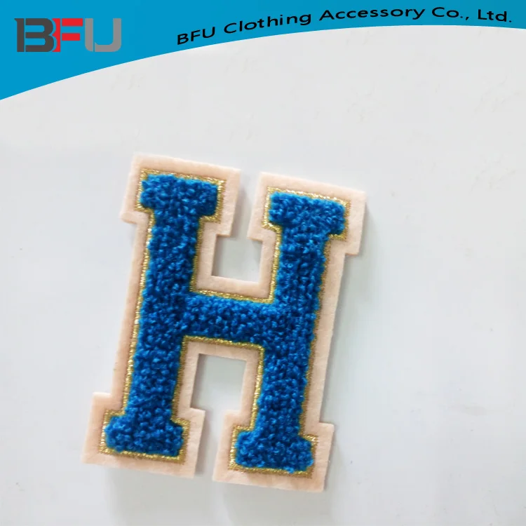 high quality custom chenille letter H patches custom letter H patch